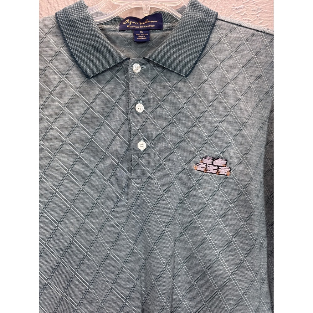 Byron‎ Nelson Eleven Straight Mens XL Green Diamond Pattern Polo Shirt Golf